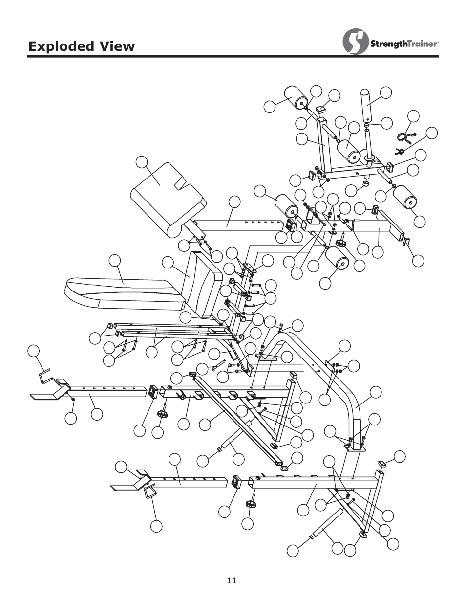 Exploded view | Keys Fitness StrenghtTrainer ST-OBA2 User Manual | Page 11 / 13