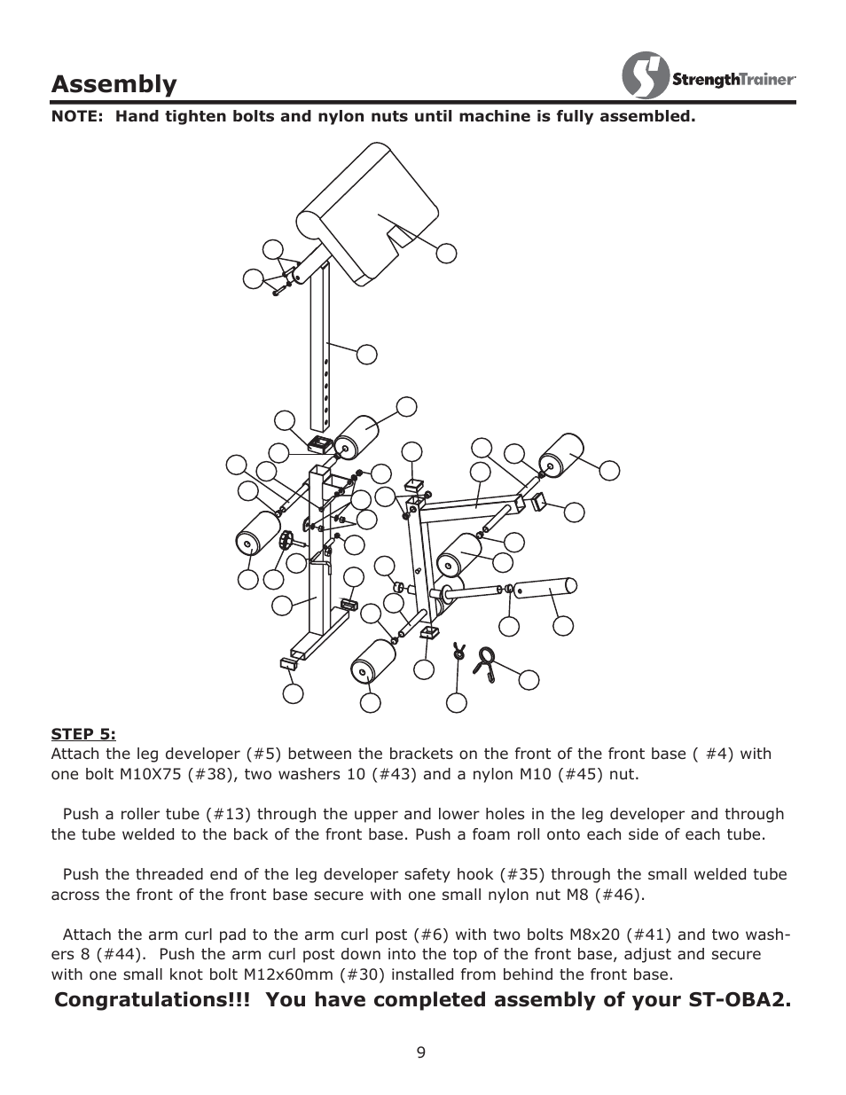 Assembly | Keys Fitness StrenghtTrainer ST-OBA2 User Manual | Page 9 / 13