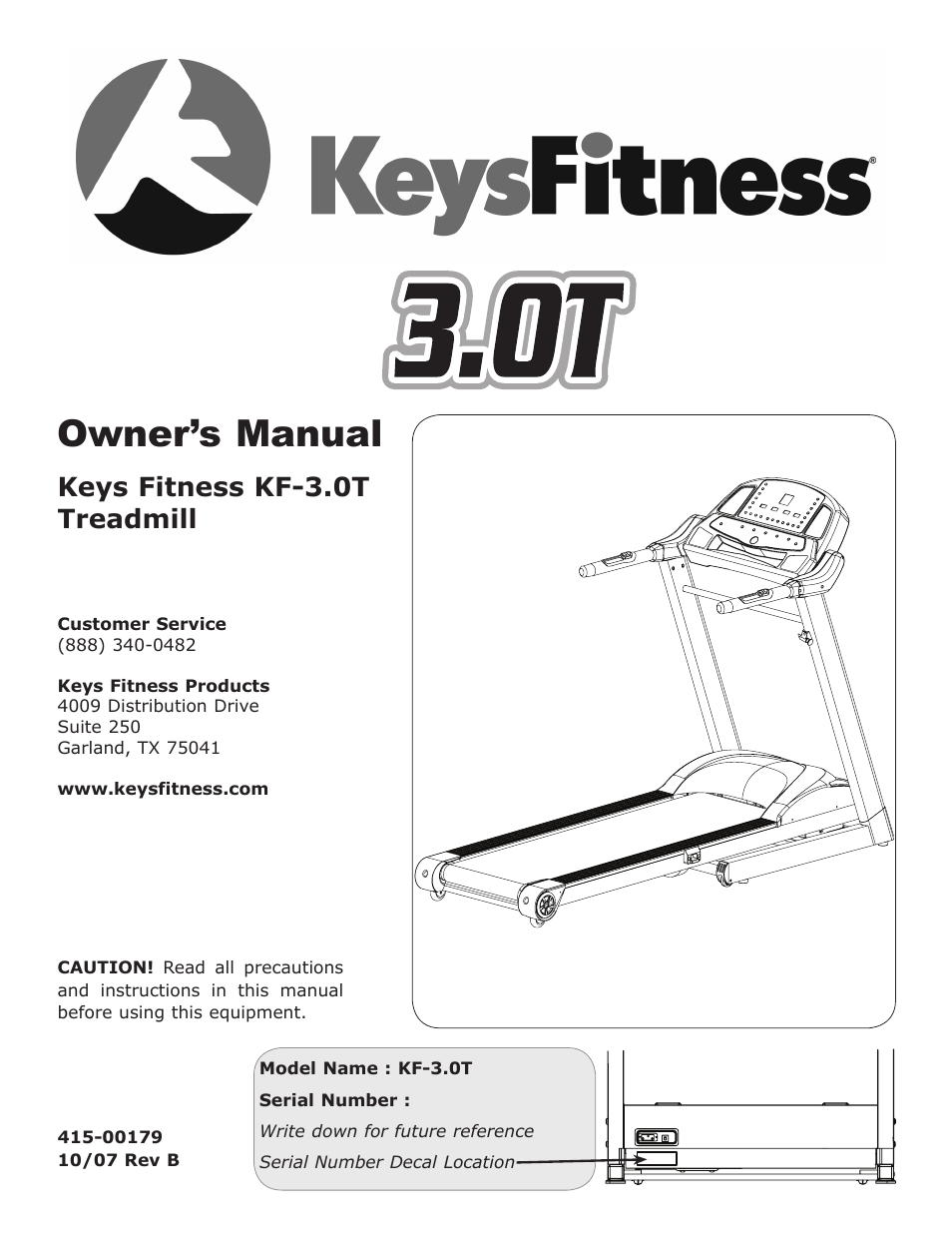 Keys Fitness Treadmill KF-3.0T User Manual | 36 pages