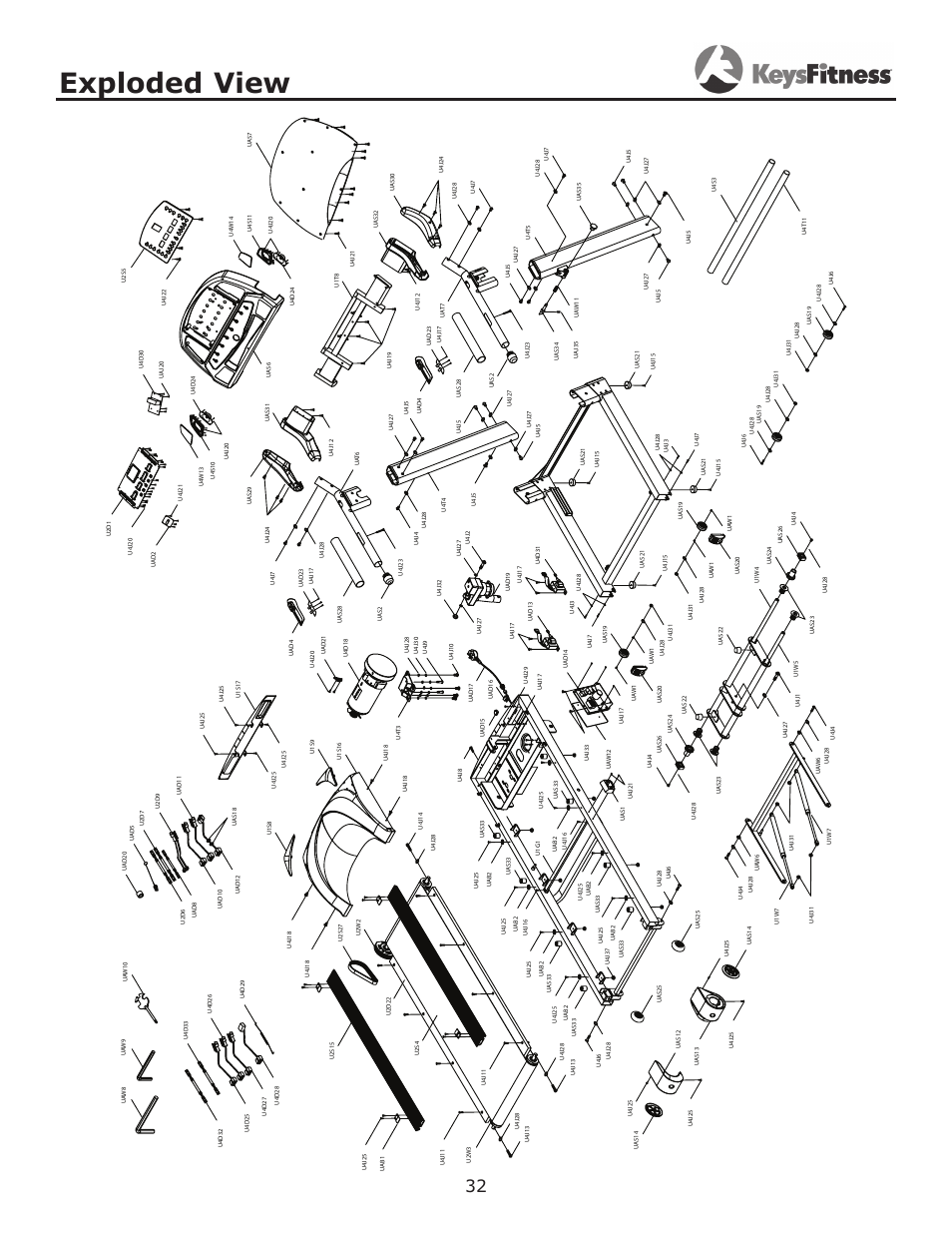 Exploded view, Жду а | Keys Fitness Treadmill KF-3.0T User Manual | Page 32 / 36