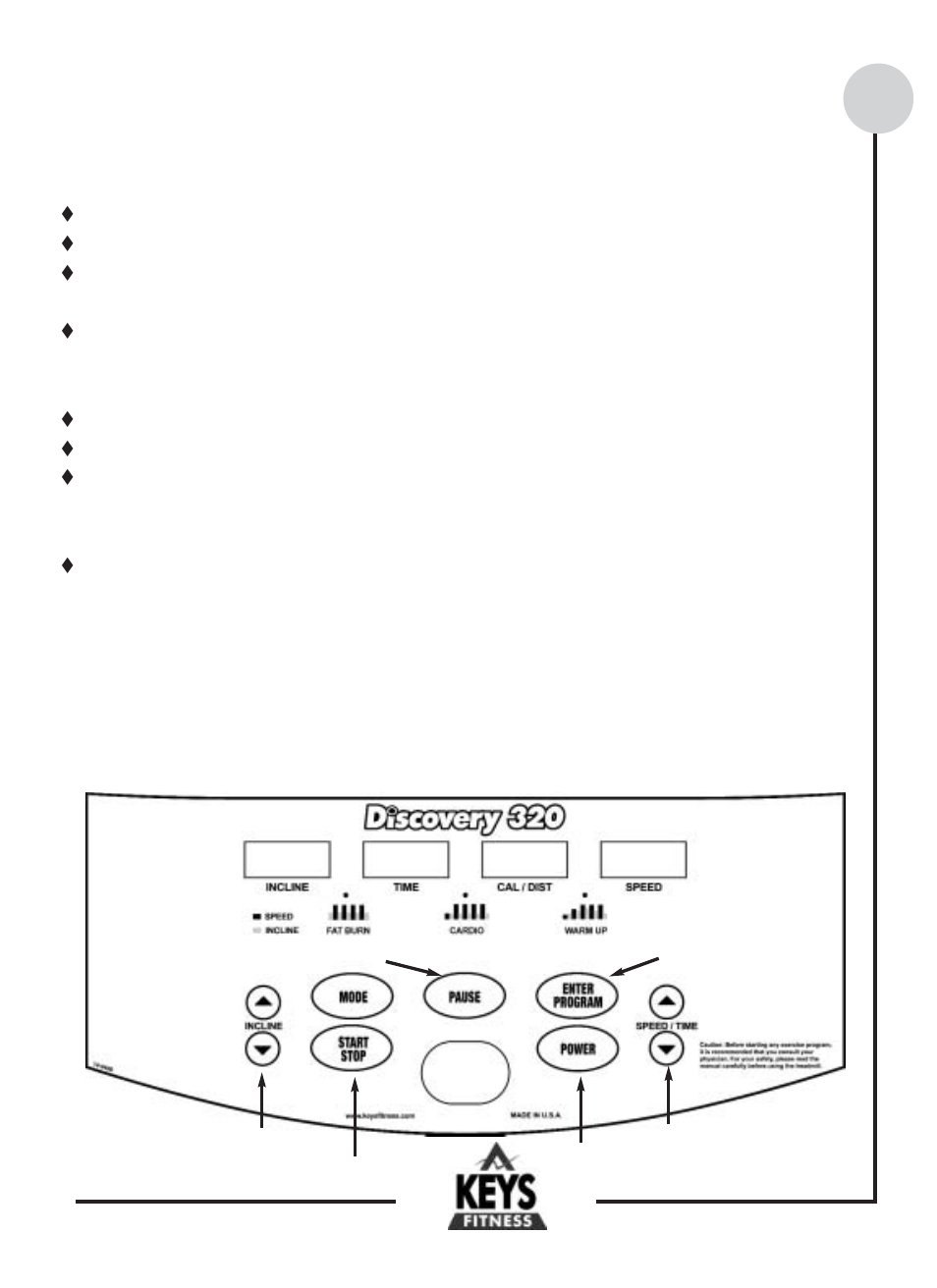 Program and operating instructions | Keys Fitness Discovery 320 DCV320 User Manual | Page 10 / 20