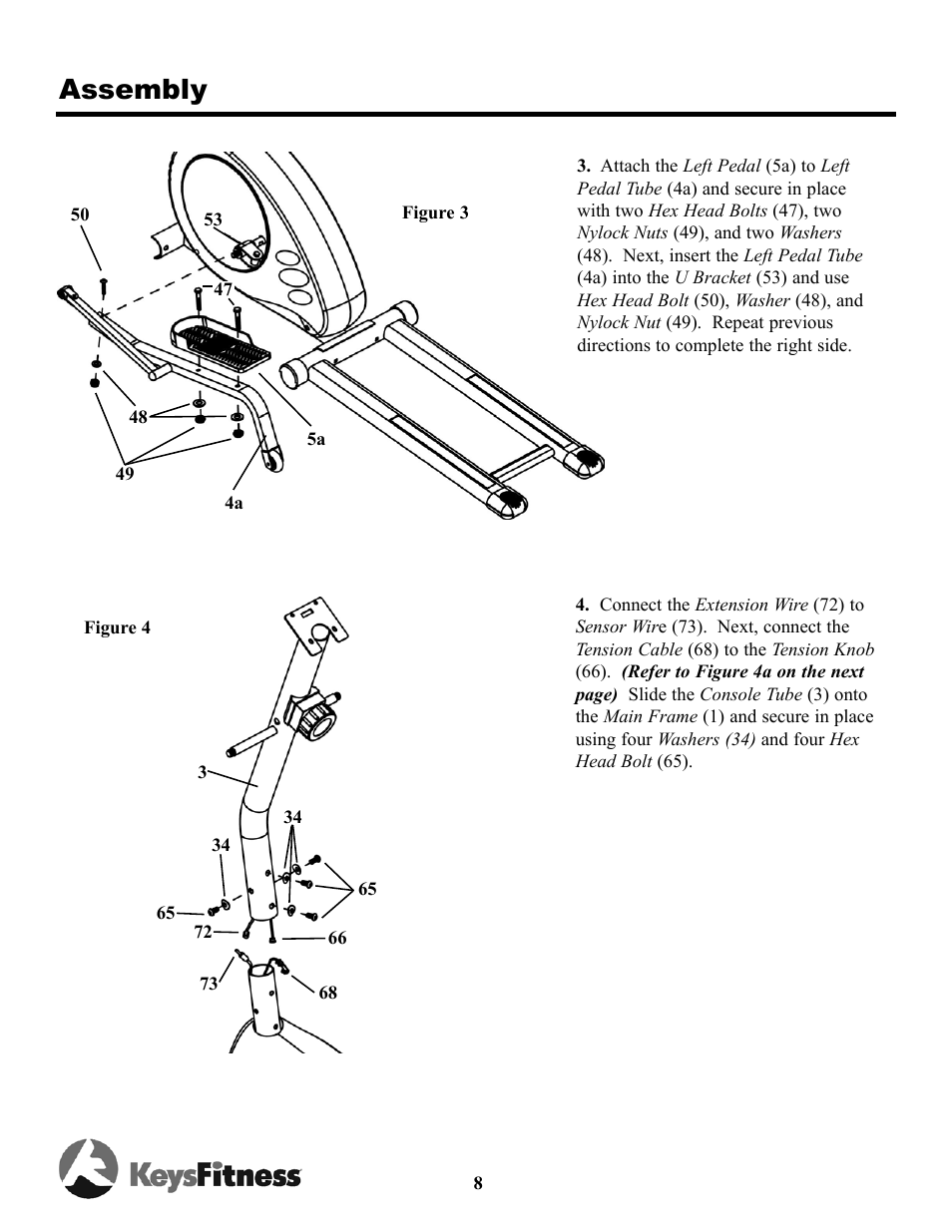 Assembly | Keys Fitness Triumph 5.3e Elliptical TRI-5-3E User Manual | Page 8 / 18