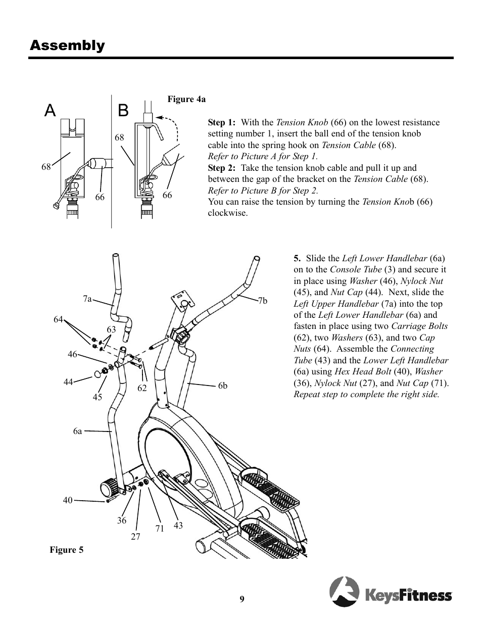 Assembly | Keys Fitness Triumph 5.3e Elliptical TRI-5-3E User Manual | Page 9 / 18