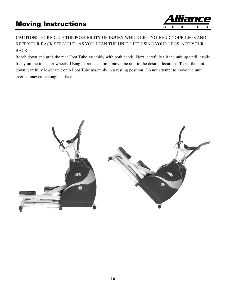 Moving instructions | Keys Fitness A7e User Manual | Page 16 / 21