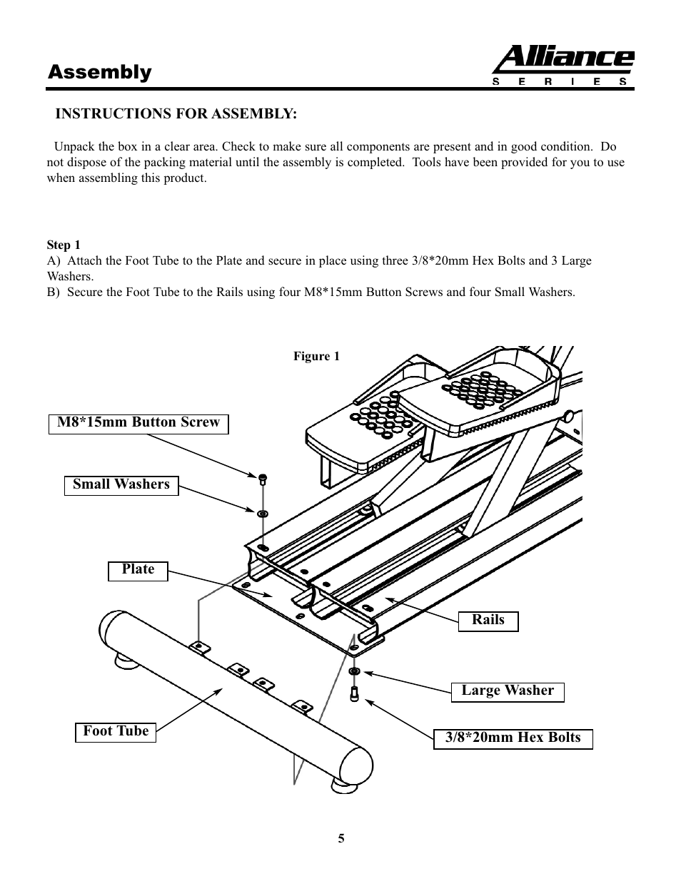 Assembly | Keys Fitness A7e User Manual | Page 5 / 21
