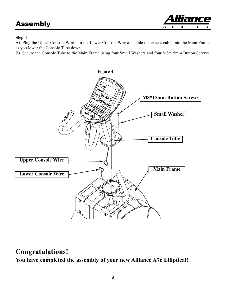 Assembly | Keys Fitness A7e User Manual | Page 8 / 21