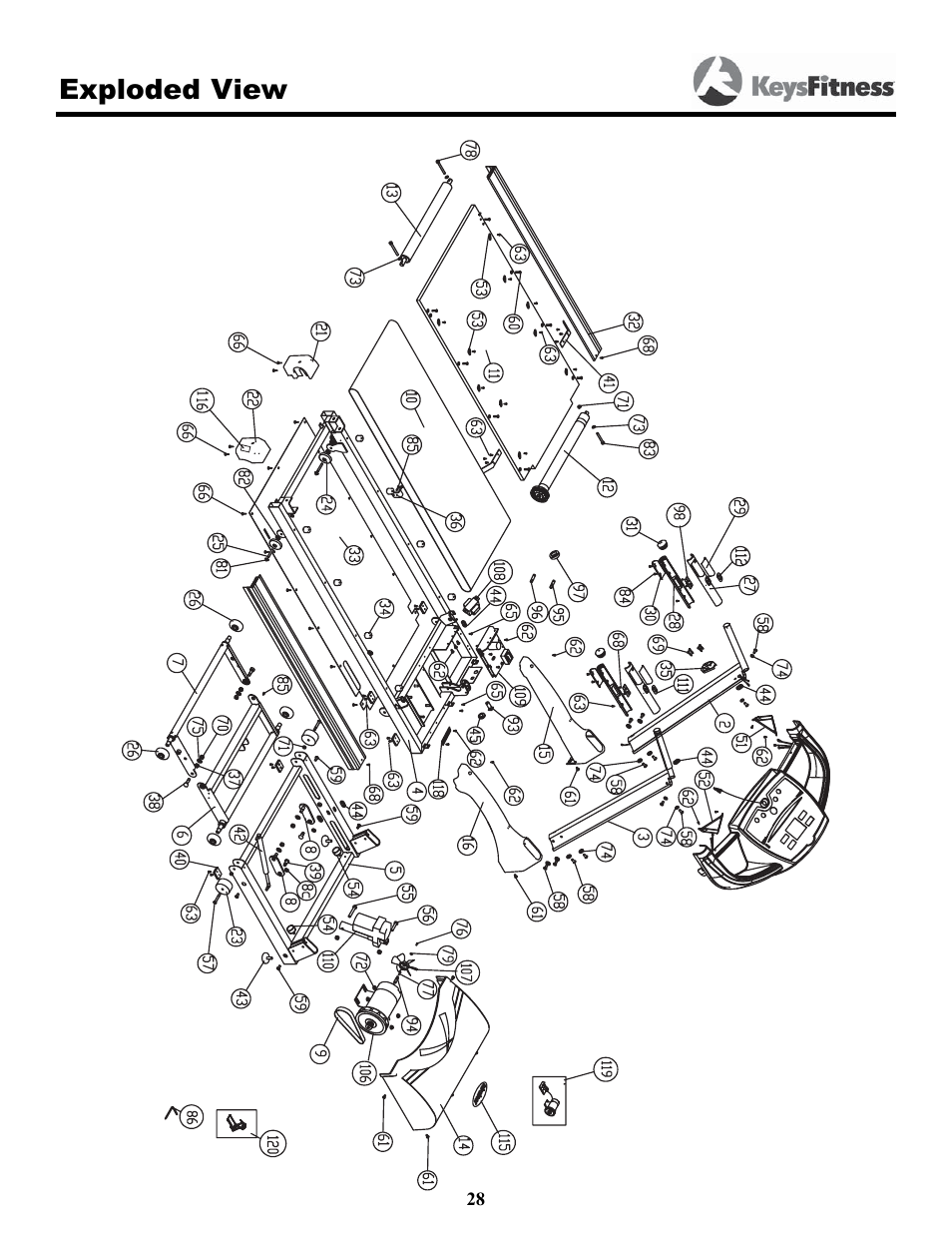 Exploded view | Keys Fitness 5500T User Manual | Page 28 / 33