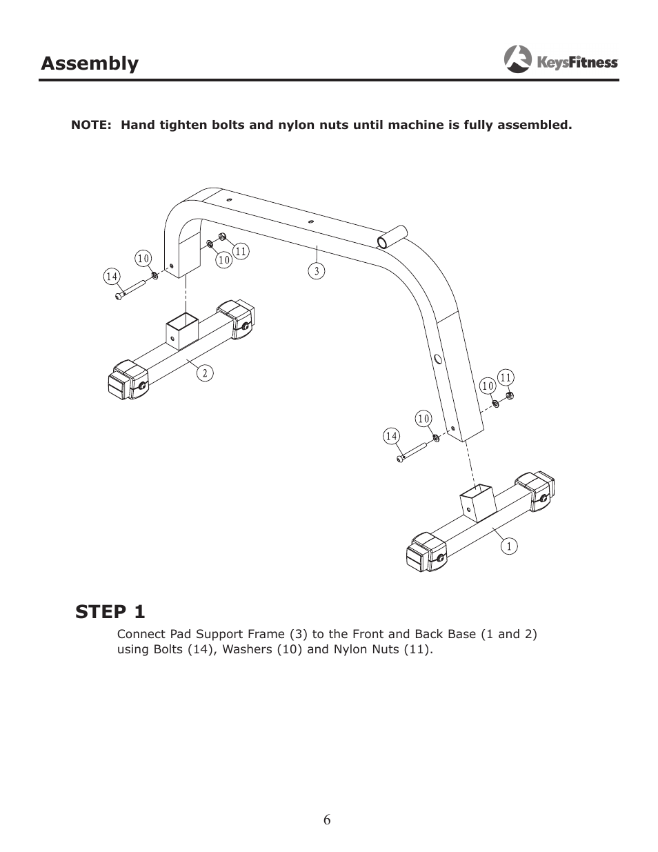 Step 1, Assembly | Keys Fitness AbdominAl CrunCh KF-AC User Manual | Page 6 / 12