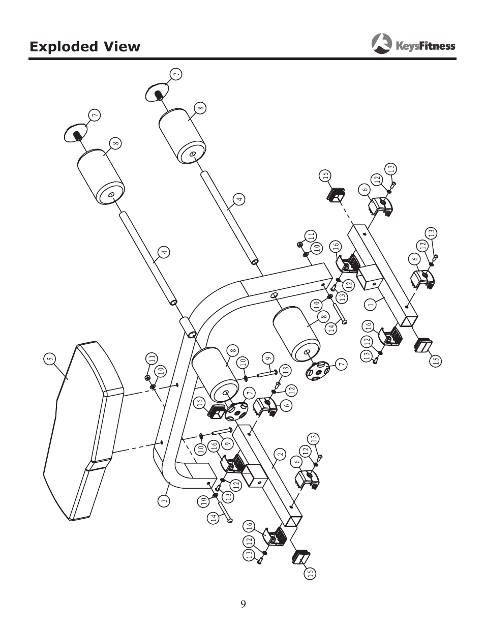 Exploded view | Keys Fitness AbdominAl CrunCh KF-AC User Manual | Page 9 / 12