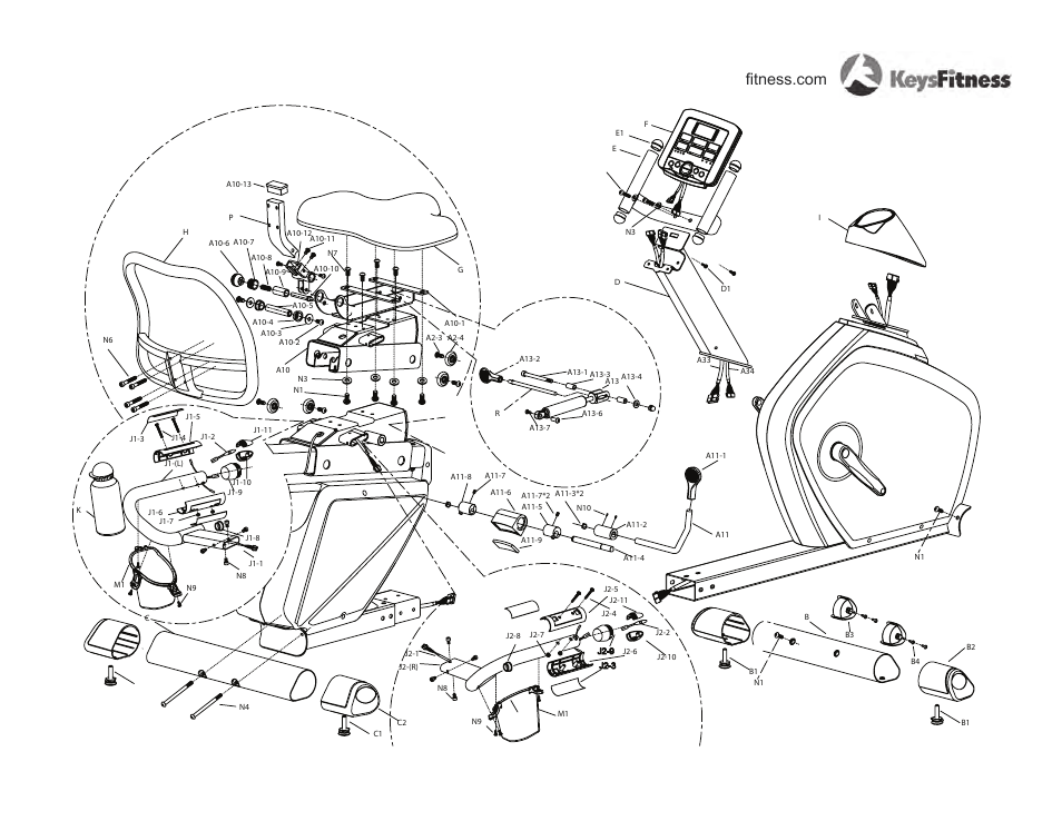 Exploded view | Keys Fitness Series KF-R4.0 User Manual | Page 33 / 36