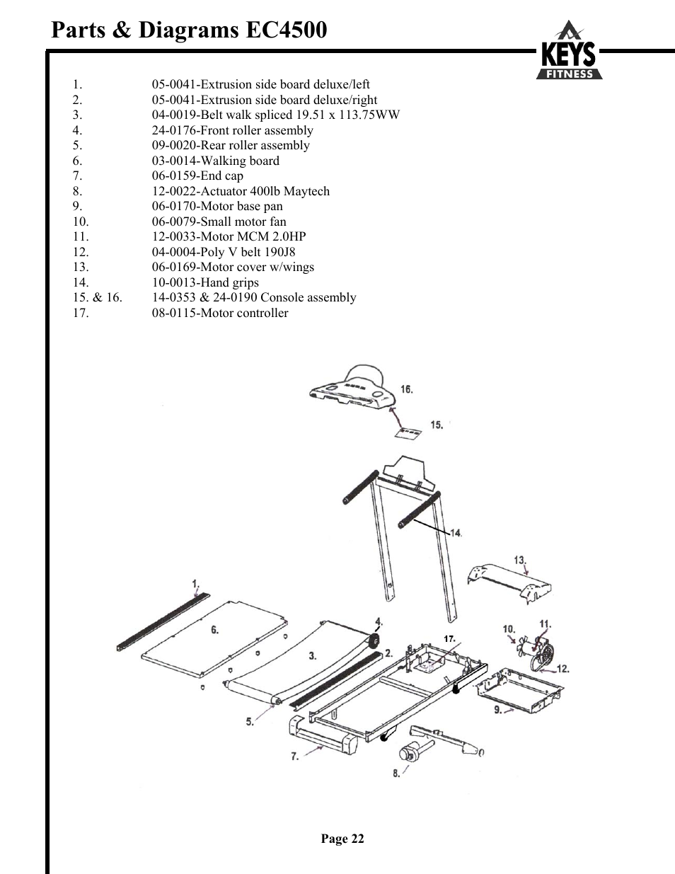 Parts & diagrams ec4500 | Keys Fitness Encore 6500HR User Manual | Page 22 / 25