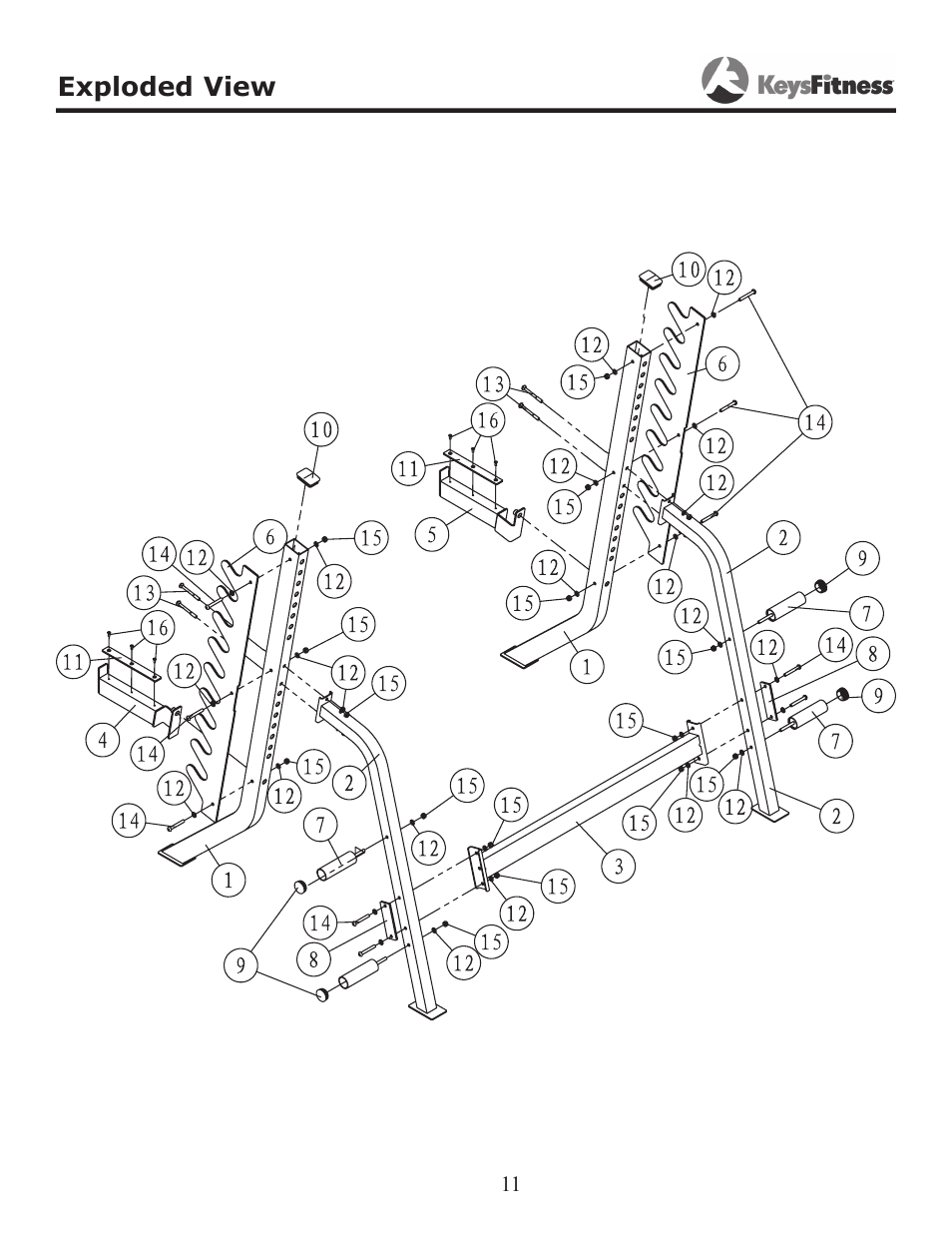 Exploded view | Keys Fitness KF-SS User Manual | Page 11 / 13