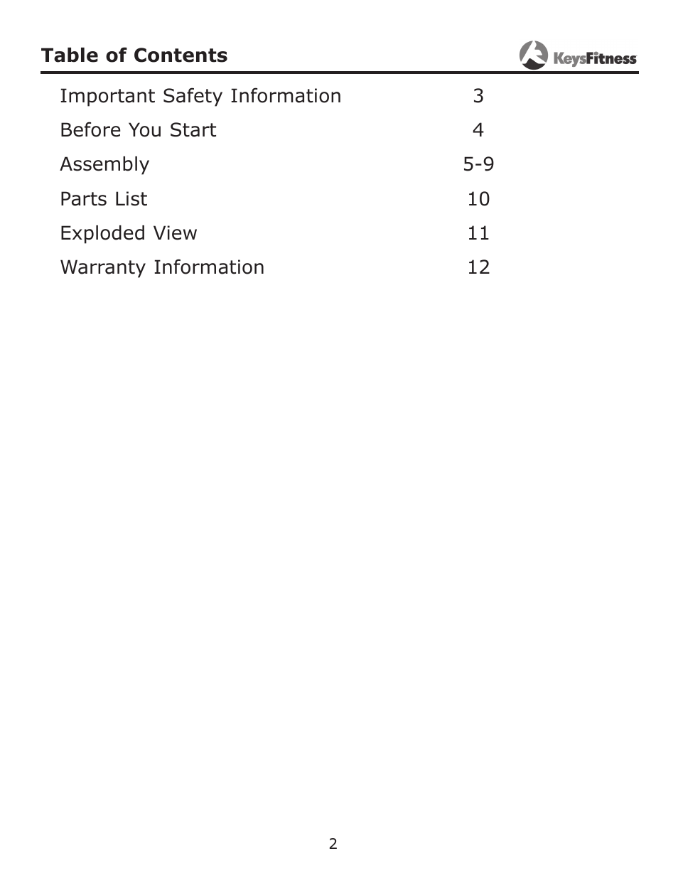 Keys Fitness KF-SS User Manual | Page 2 / 13