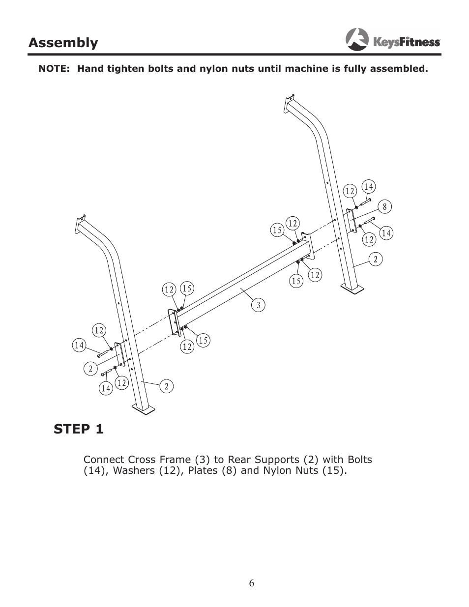 Step 1, Assembly | Keys Fitness KF-SS User Manual | Page 6 / 13