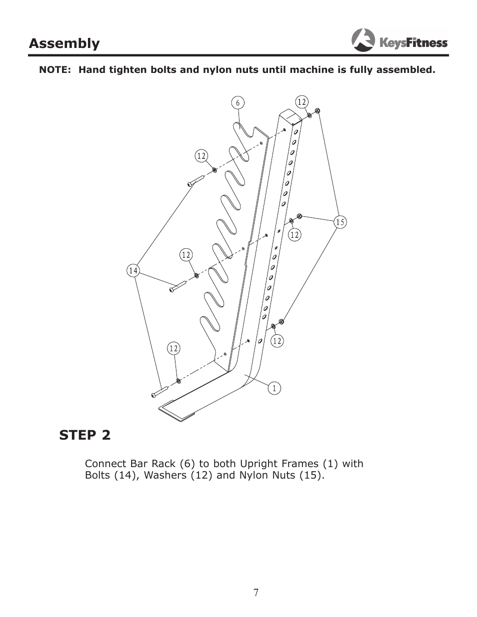 Step 2, Assembly | Keys Fitness KF-SS User Manual | Page 7 / 13