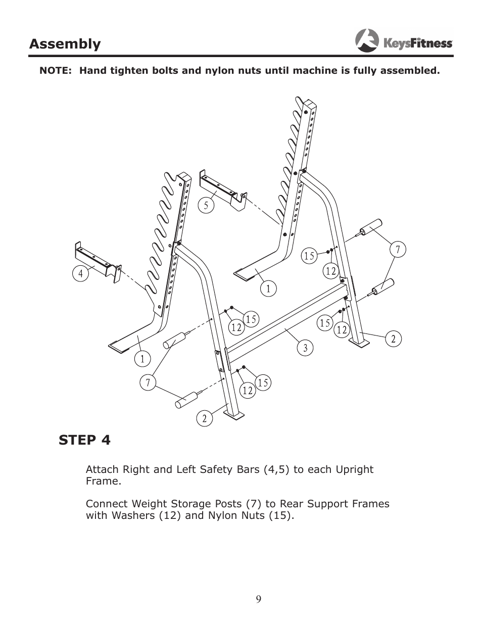 Step 4, Assembly | Keys Fitness KF-SS User Manual | Page 9 / 13