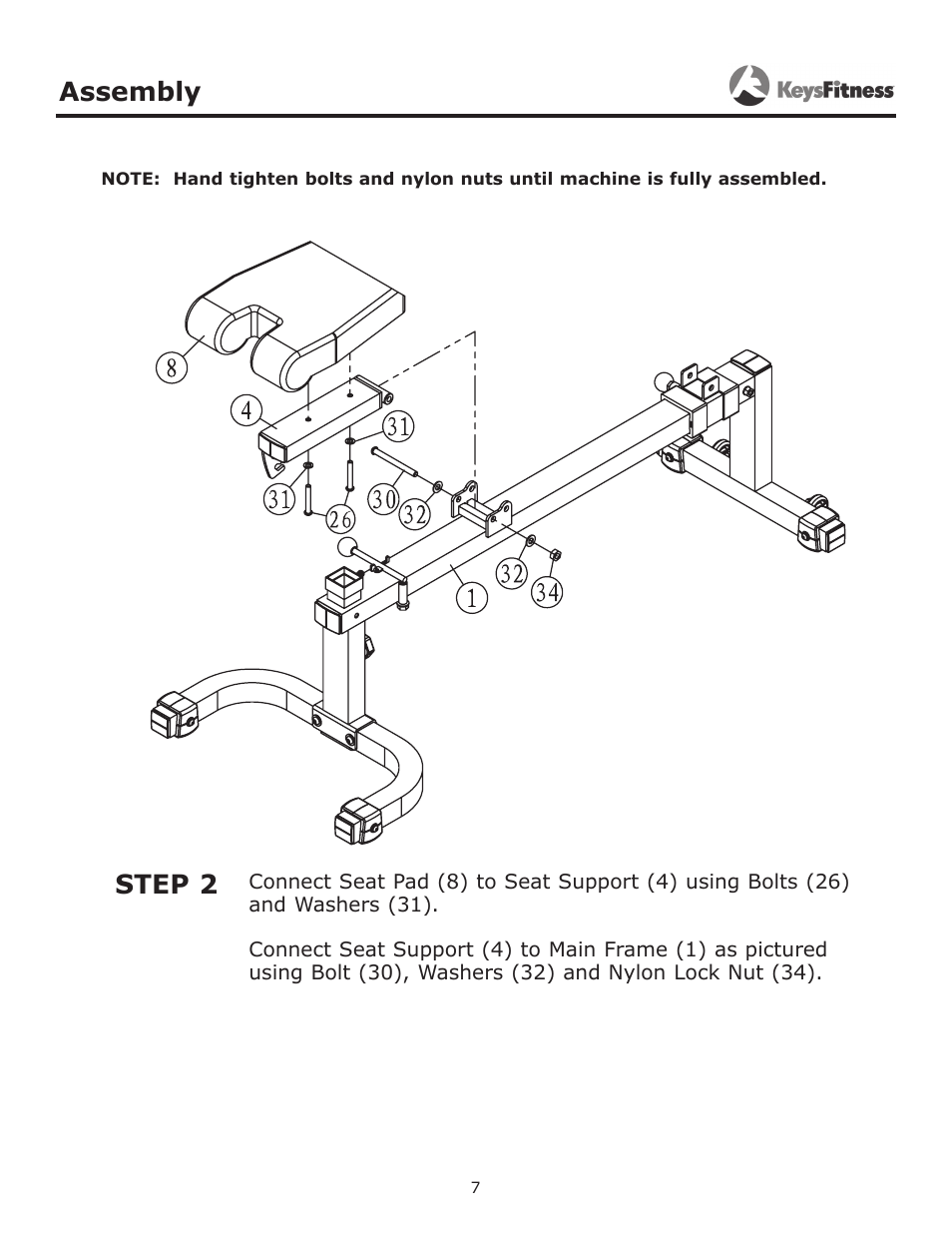 Step 2, Assembly | Keys Fitness KF-FI User Manual | Page 7 / 12