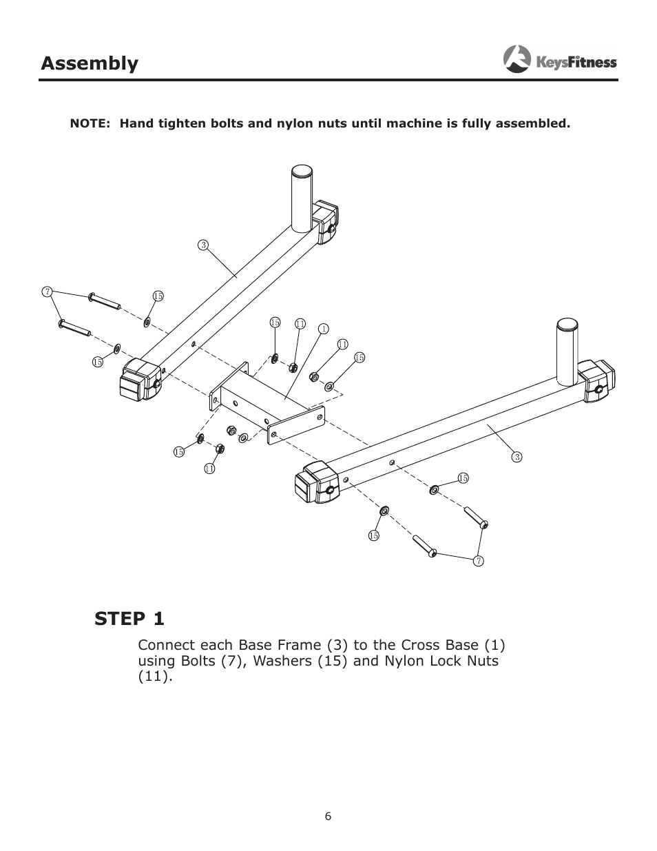 Step 1, Assembly | Keys Fitness KF-PTO User Manual | Page 6 / 11
