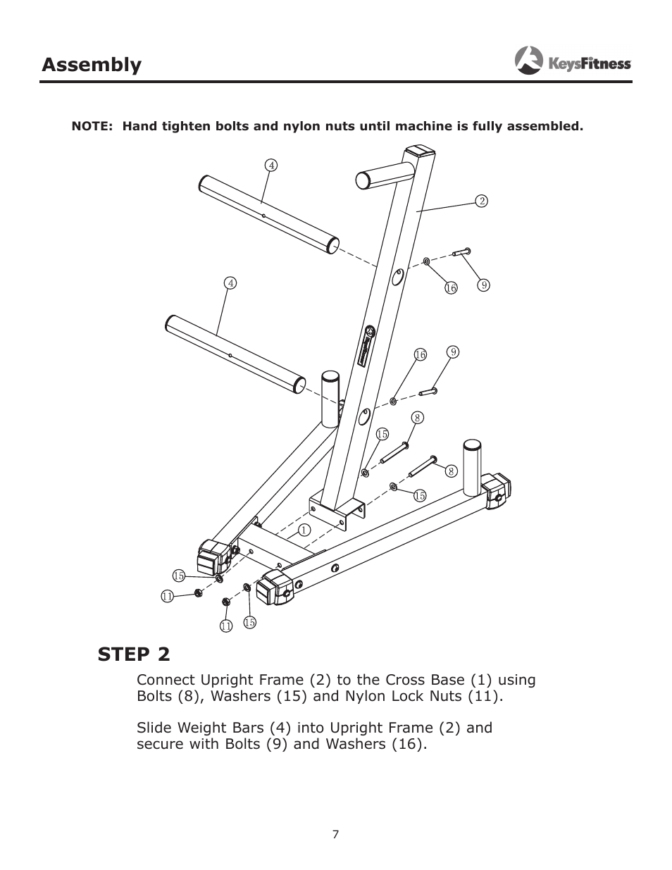 Step 2, Assembly | Keys Fitness KF-PTO User Manual | Page 7 / 11