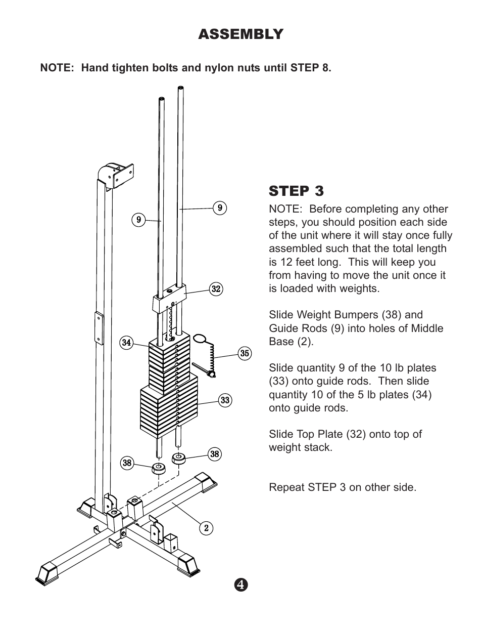 Assembly, Step 3 | Keys Fitness CABLE CROSSOVER KPS-CC User Manual | Page 6 / 16