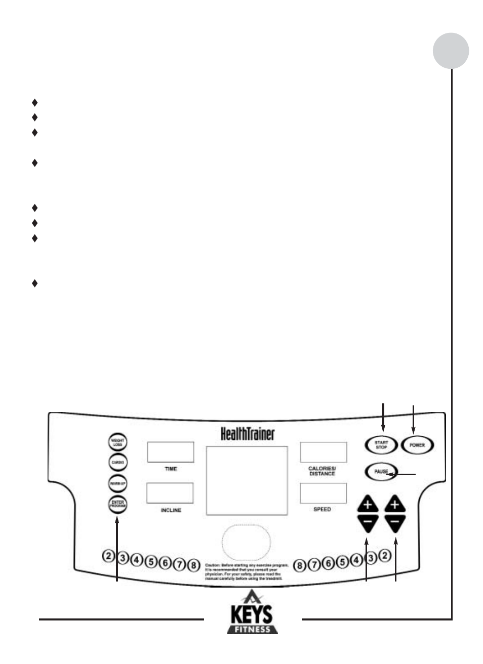 Program and operating instructions | Keys Fitness HT601 User Manual | Page 10 / 20