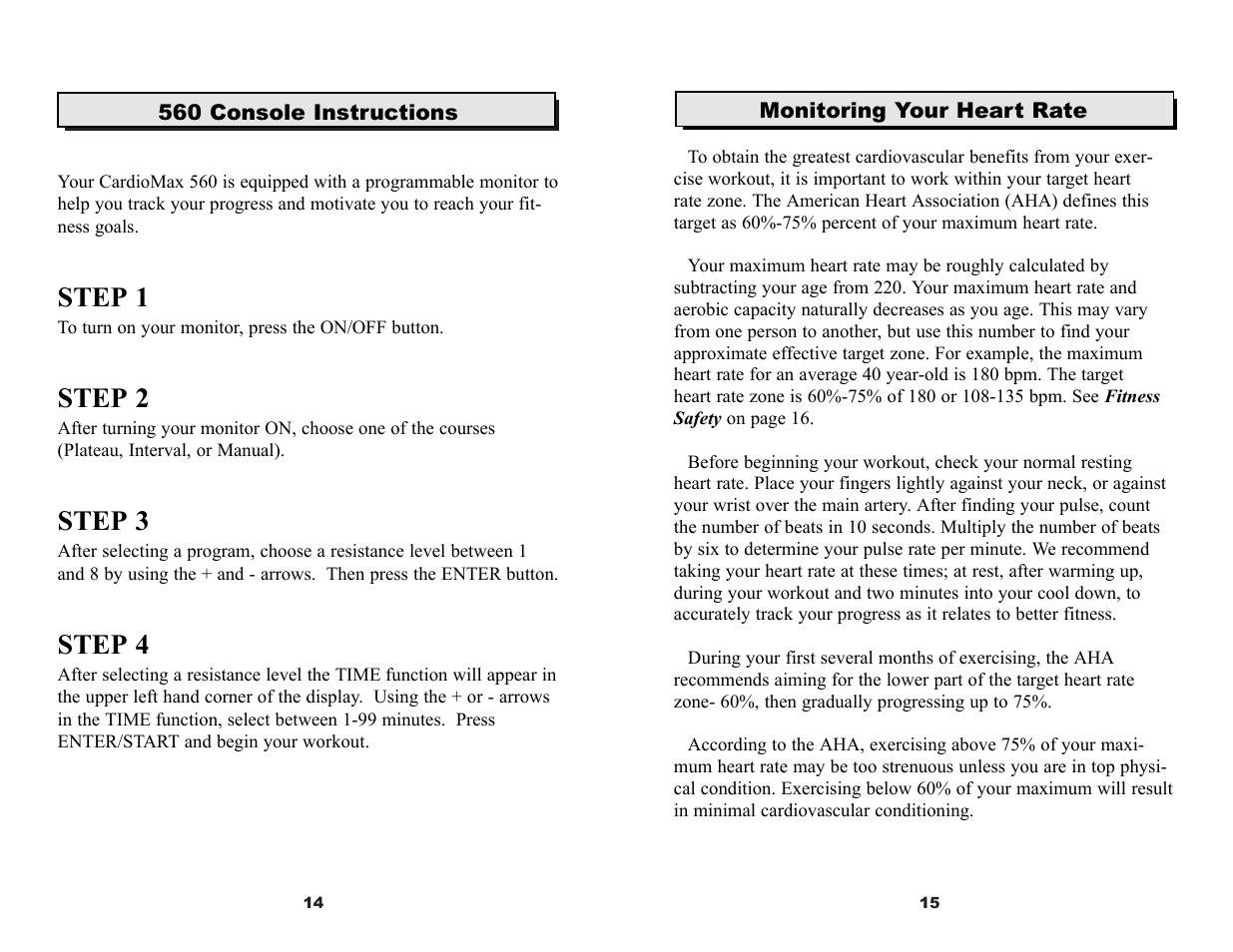 Step 1, Step 2, Step 3 | Step 4 | Keys Fitness 560 User Manual | Page 9 / 12