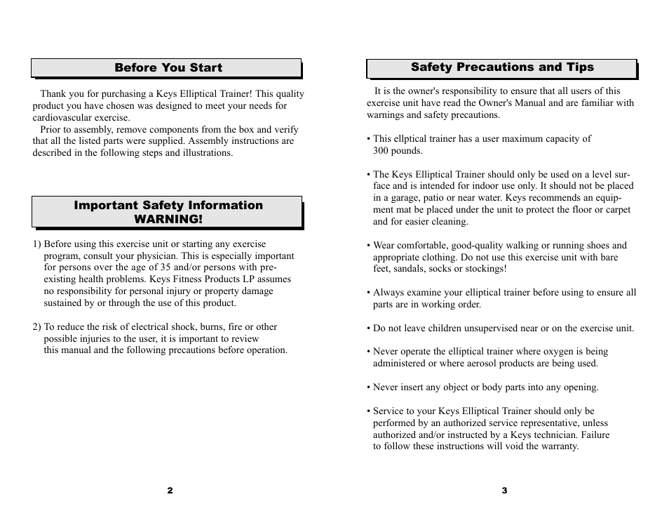 Keys Fitness CM850EL User Manual | Page 3 / 12