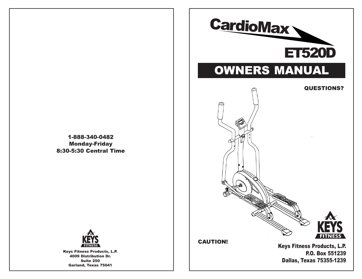 Keys Fitness ET520D User Manual | 11 pages