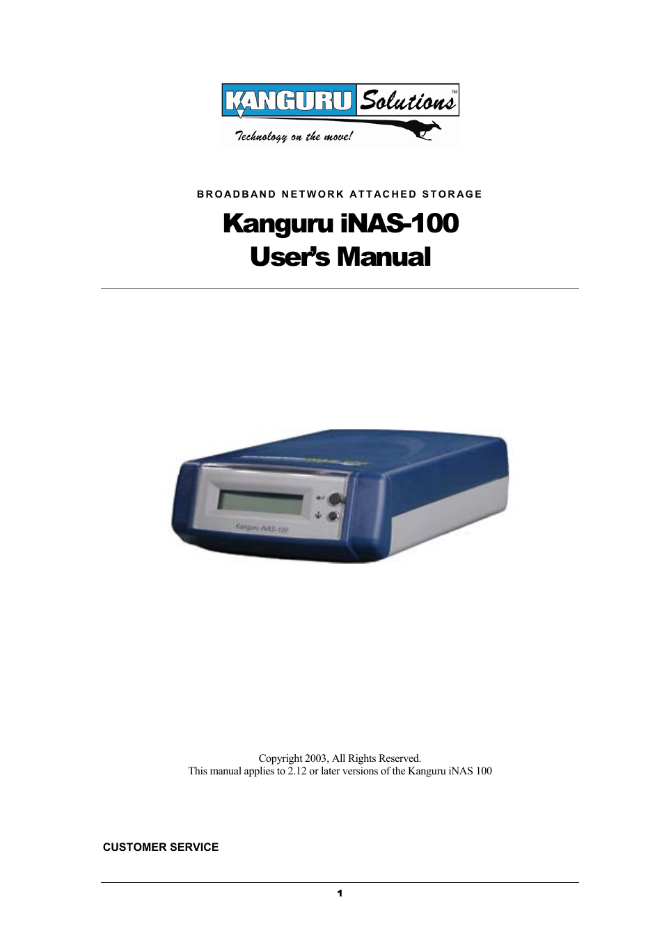 Kanguru Solutions iNAS-100 User Manual | 59 pages