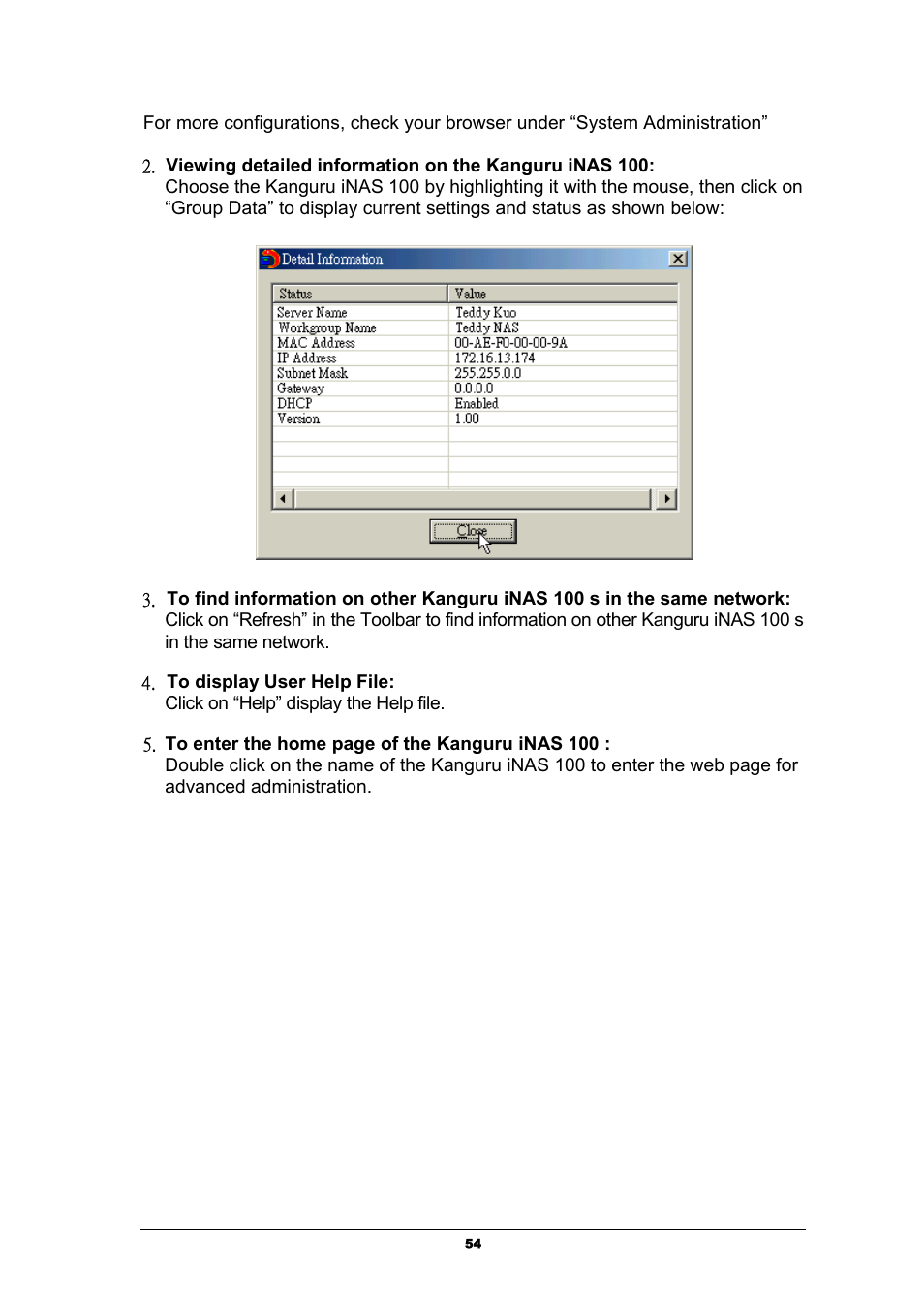 Kanguru Solutions iNAS-100 User Manual | Page 54 / 59