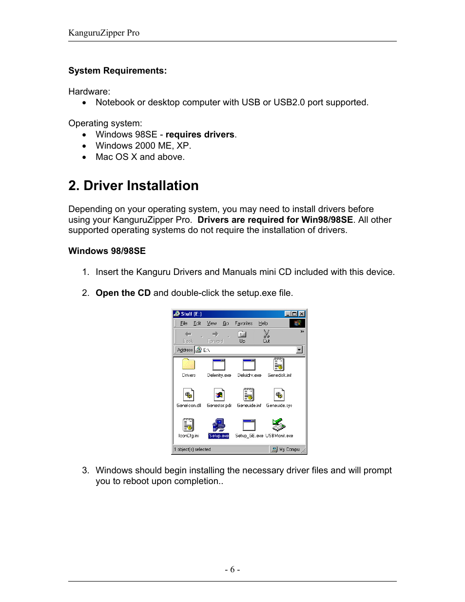 Driver installation | Kanguru Solutions Pro User Manual | Page 6 / 7
