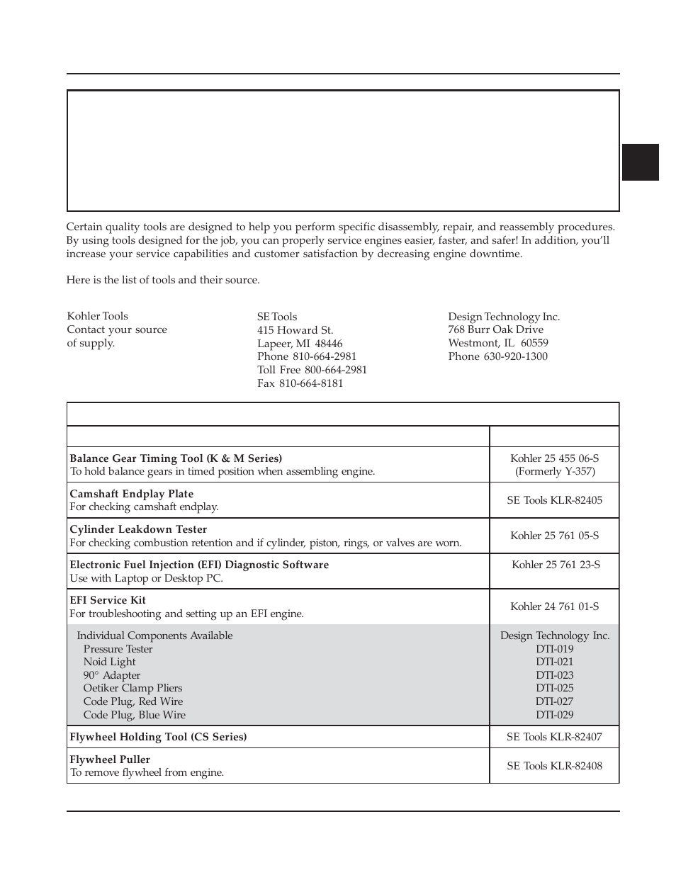 Section 2 tools & aids | Kohler Command CV730 User Manual | Page 20 / 217