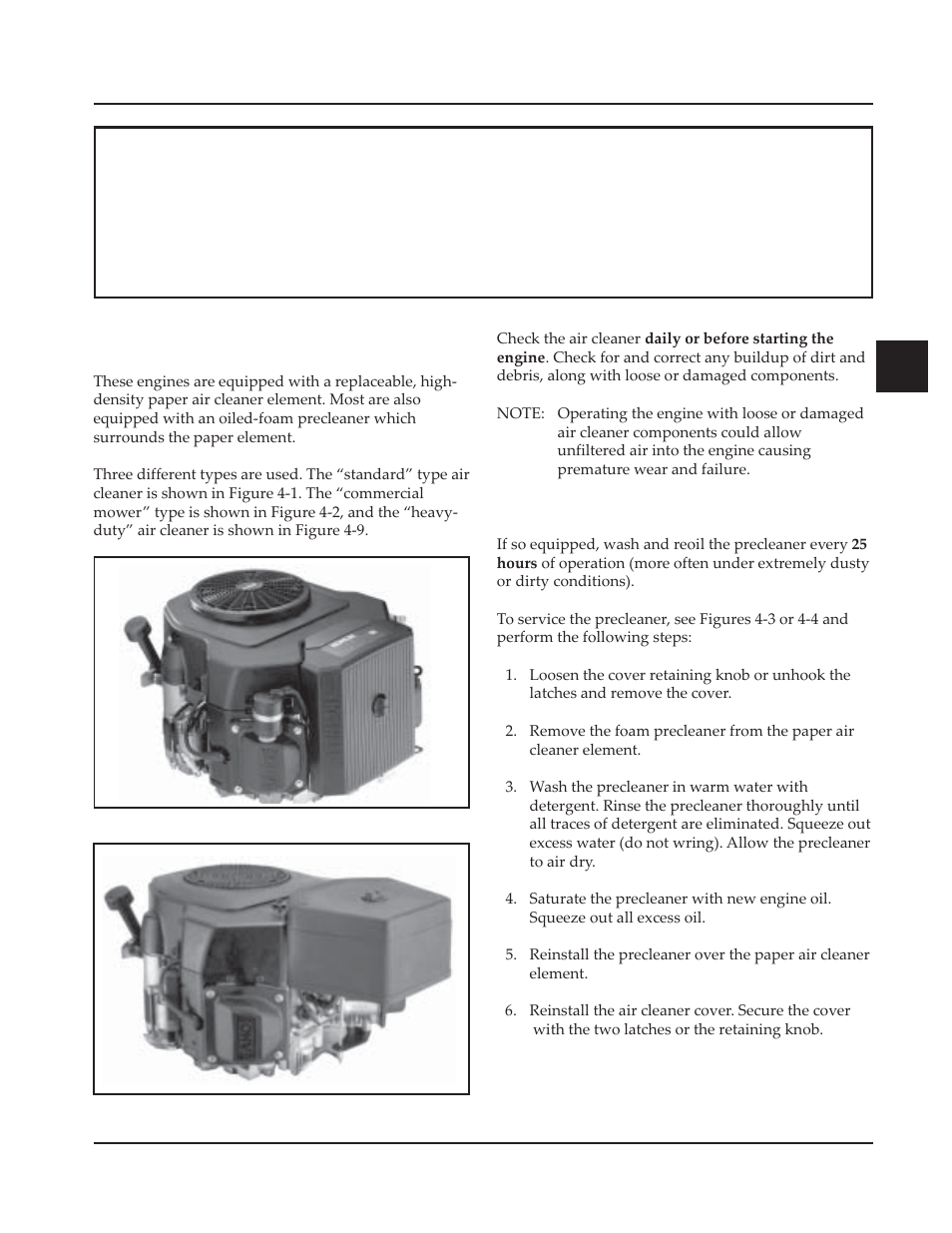 Section 4 air cleaner and air intake system | Kohler Command CV730 User Manual | Page 29 / 217