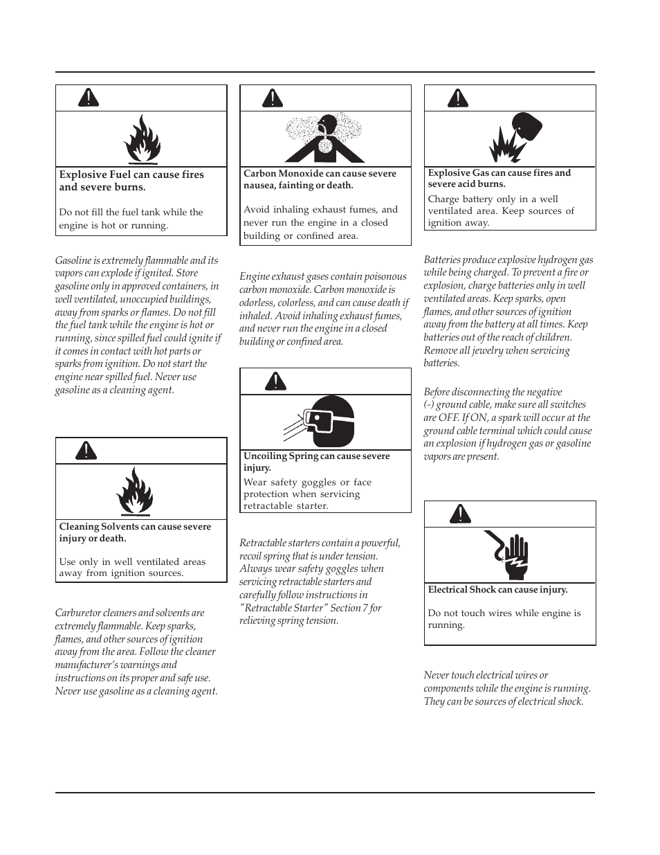 Warning, Caution | Kohler Command CV730 User Manual | Page 4 / 217