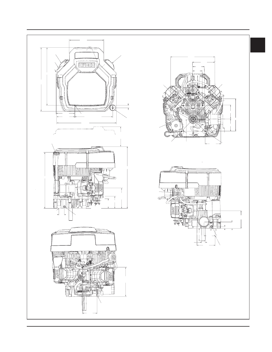 Figure 1-4. typical engine dimensions, Dimensions in millimeters | Kohler Aegis TP-2509 User Manual | Page 9 / 137