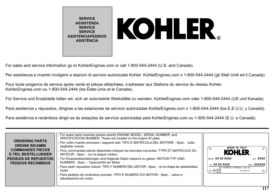 Kohler KD477-2 User Manual | Page 117 / 120