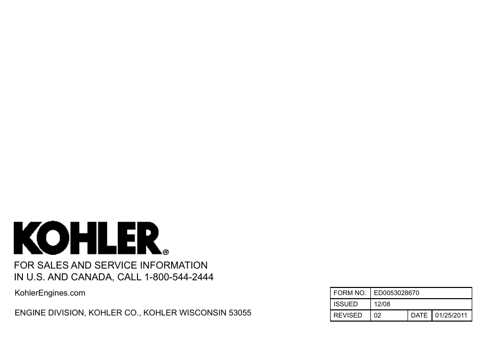 Kohler KD477-2 User Manual | Page 120 / 120