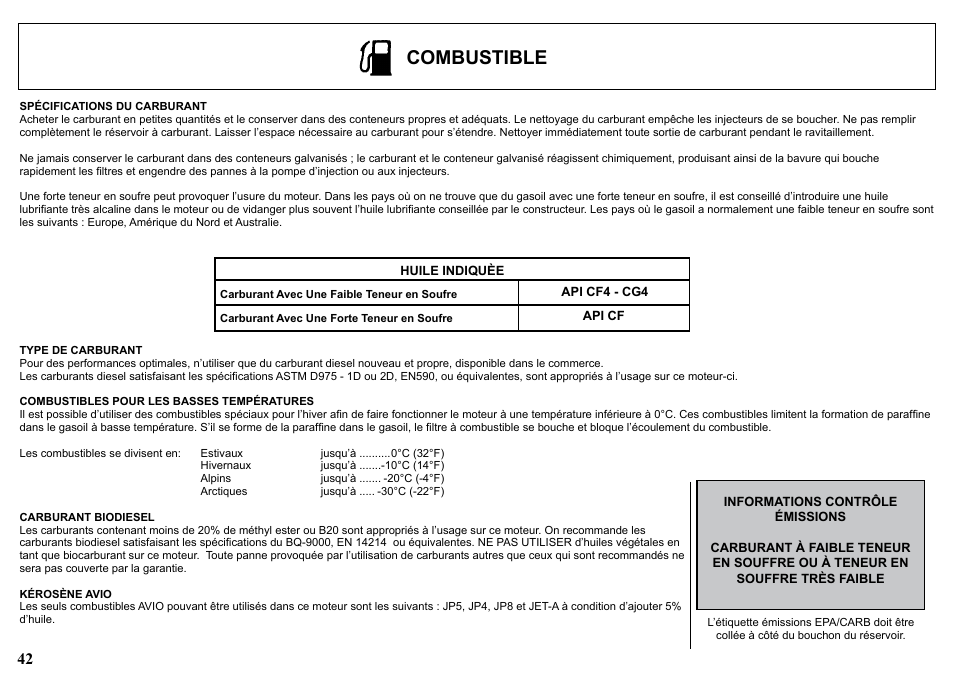 Combustible | Kohler KD477-2 User Manual | Page 42 / 120