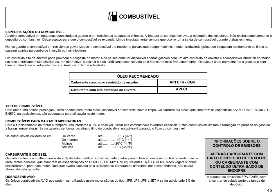 Combustível | Kohler KD477-2 User Manual | Page 45 / 120