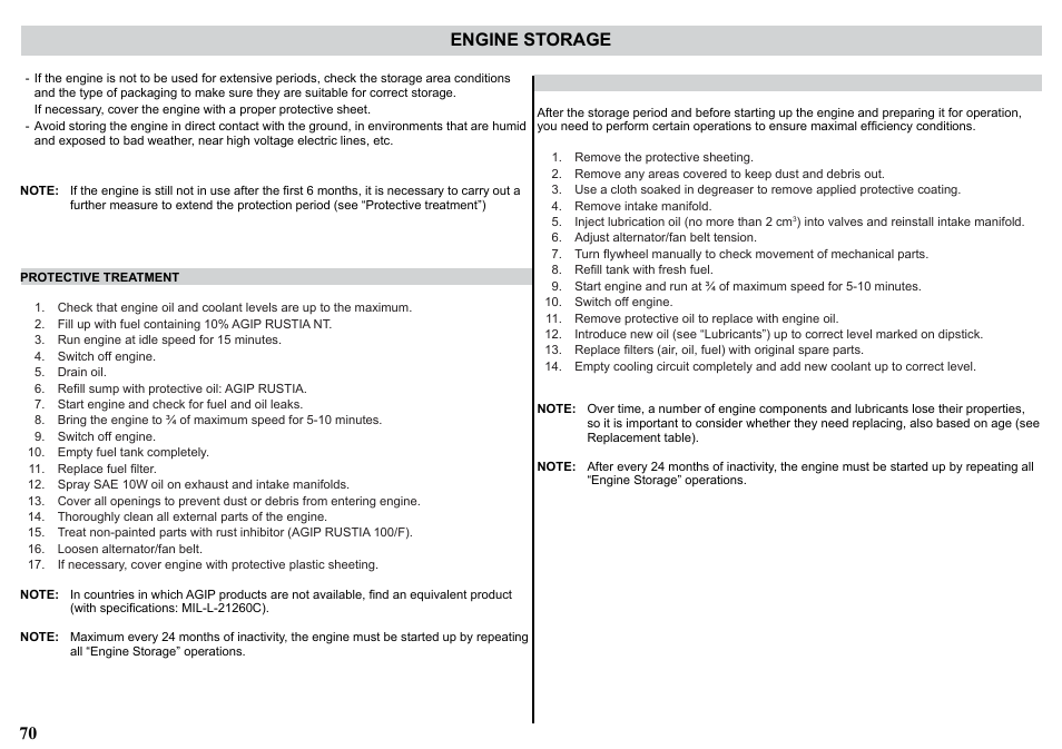 Engine storage | Kohler KD477-2 User Manual | Page 70 / 120