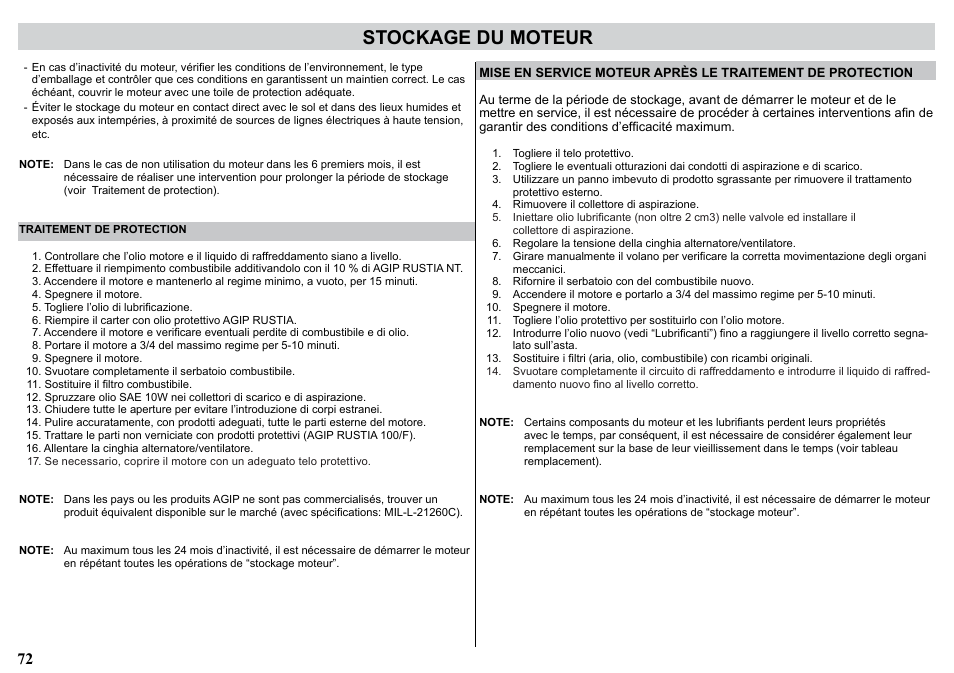 Stockage du moteur | Kohler KD477-2 User Manual | Page 72 / 120