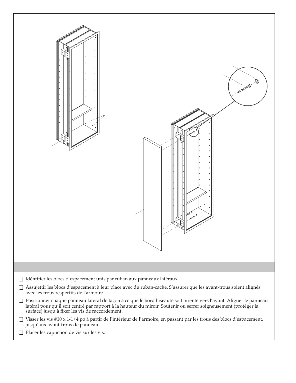 Installer les panneaux latéraux | Kohler Purist K-3094 User Manual | Page 7 / 8