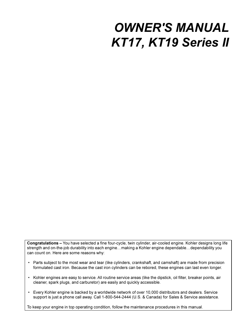 Kohler KT19 User Manual | 17 pages