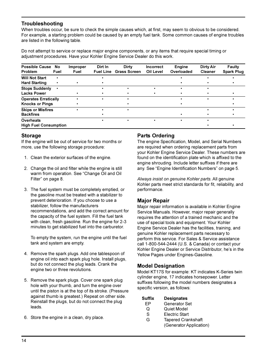 Kohler KT19 User Manual | Page 14 / 17