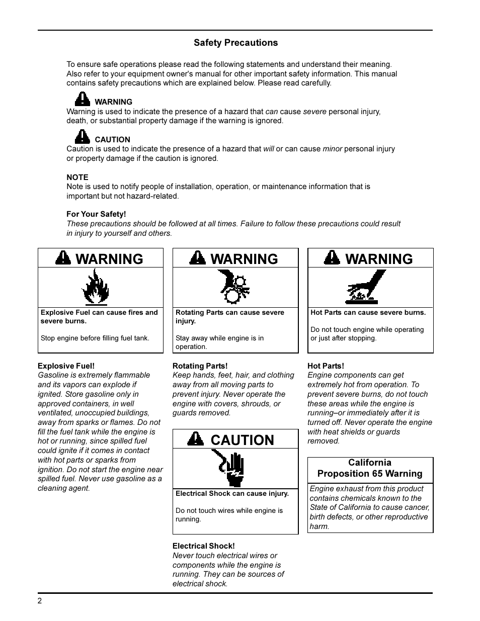 Warning, Caution | Kohler KT19 User Manual | Page 2 / 17