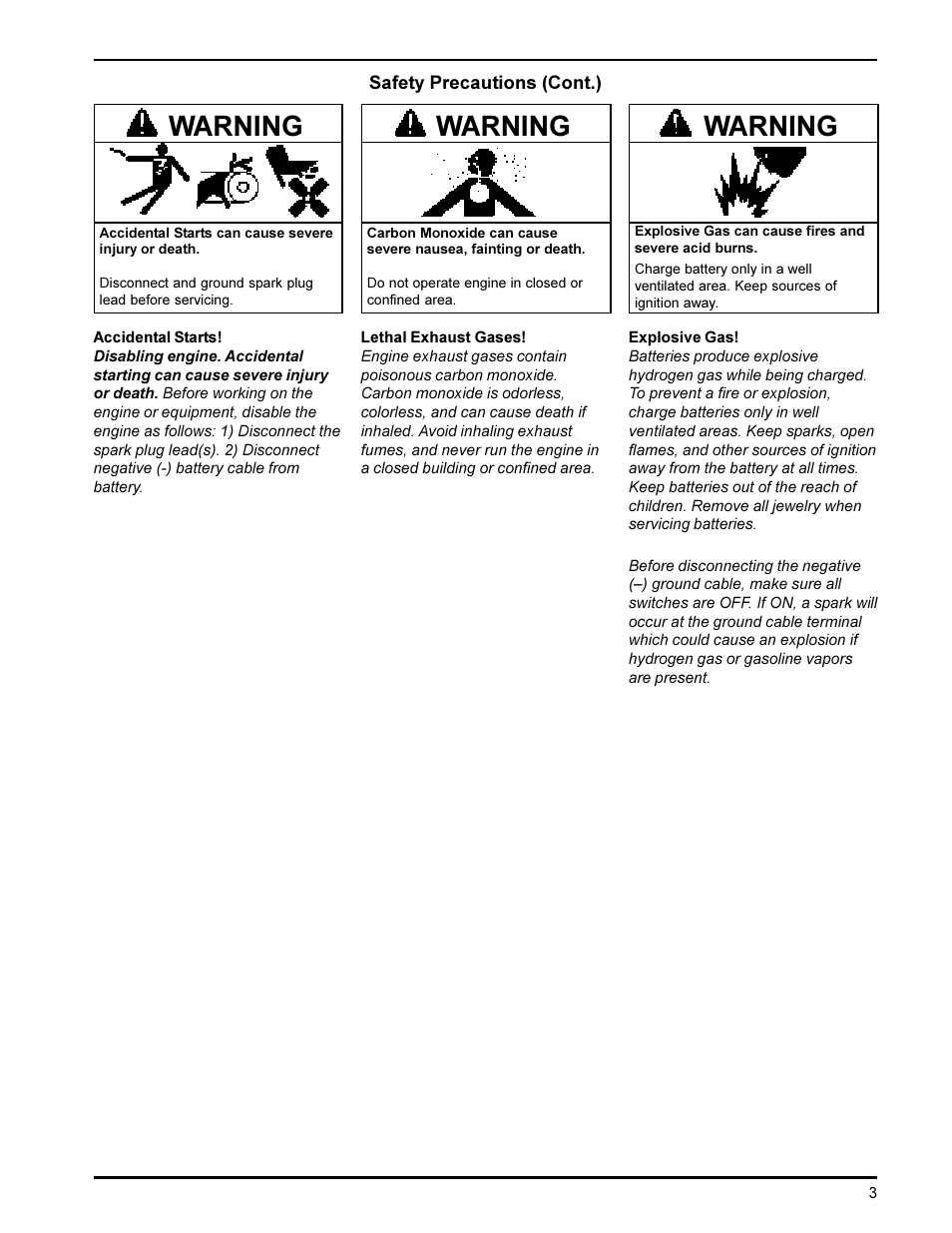 Warning | Kohler KT19 User Manual | Page 3 / 17