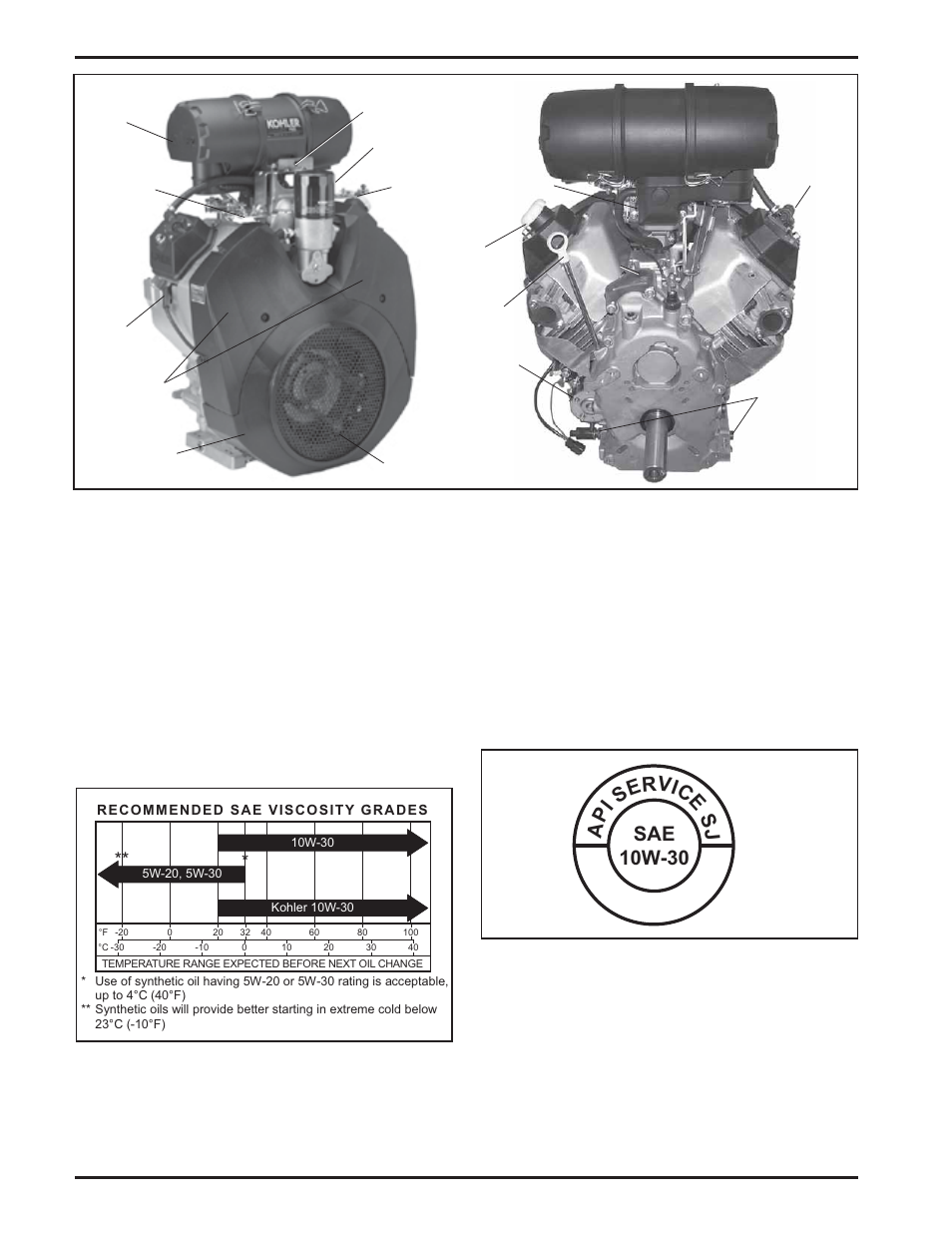 Sae 10w-30 a pi se rvice s j | Kohler Command Pro CH980 User Manual | Page 4 / 20