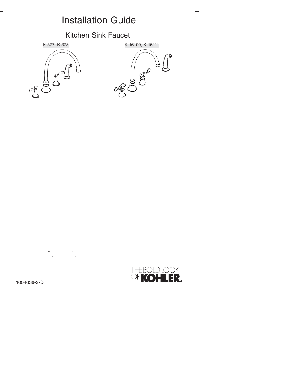 Kohler K-16111 User Manual | 24 pages