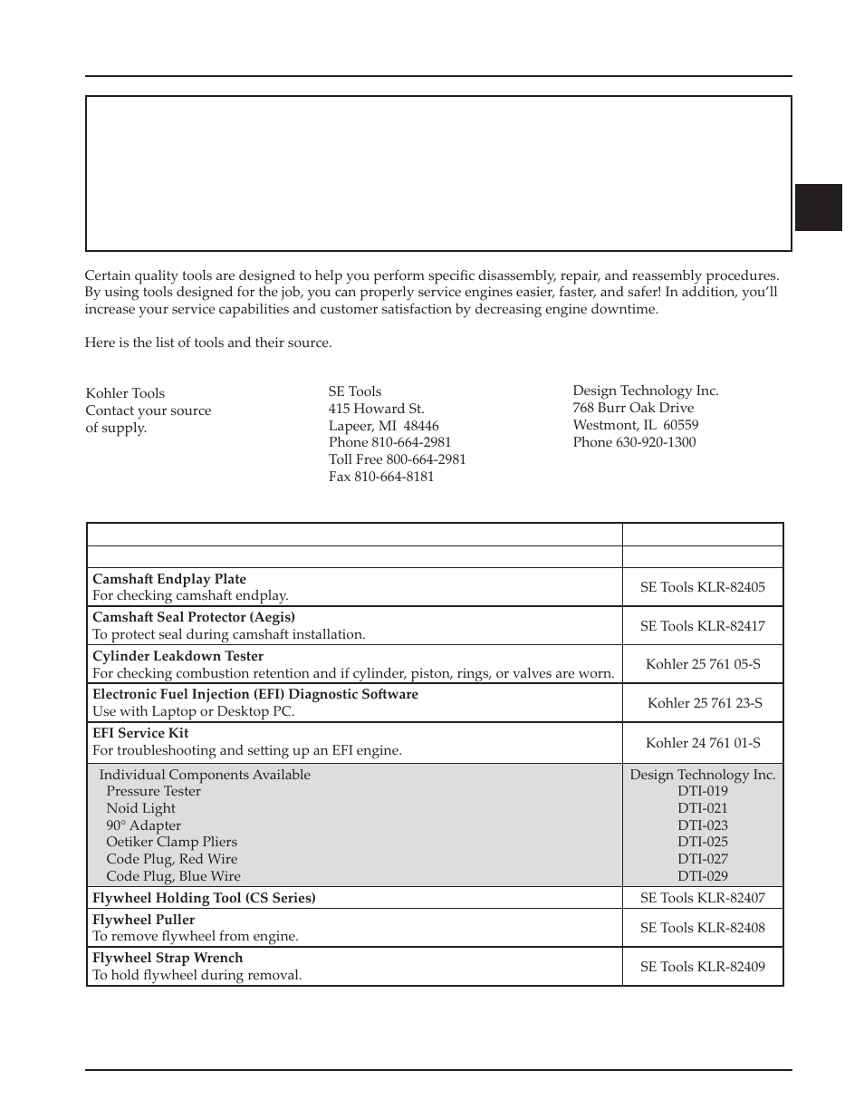 Section 2 tools & aids | Kohler Command Pro CV980 User Manual | Page 19 / 138