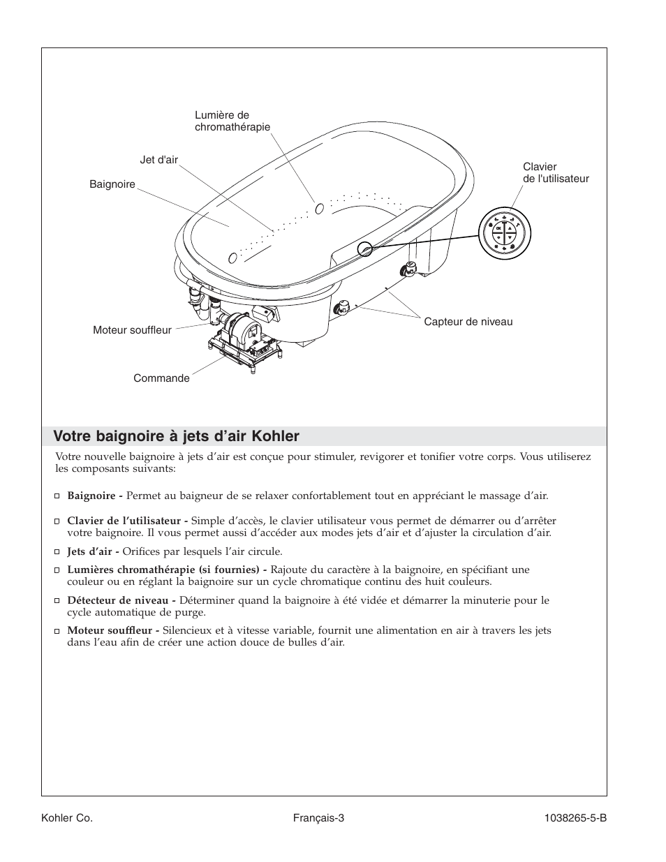 Votre baignoire à jets d’air kohler | Kohler Bath With Airjets K-1375 User Manual | Page 19 / 48